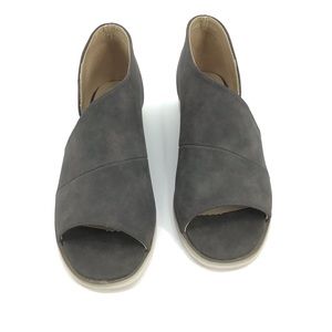 JG Quelin Gray Open Toe Faux Suede Shoes
